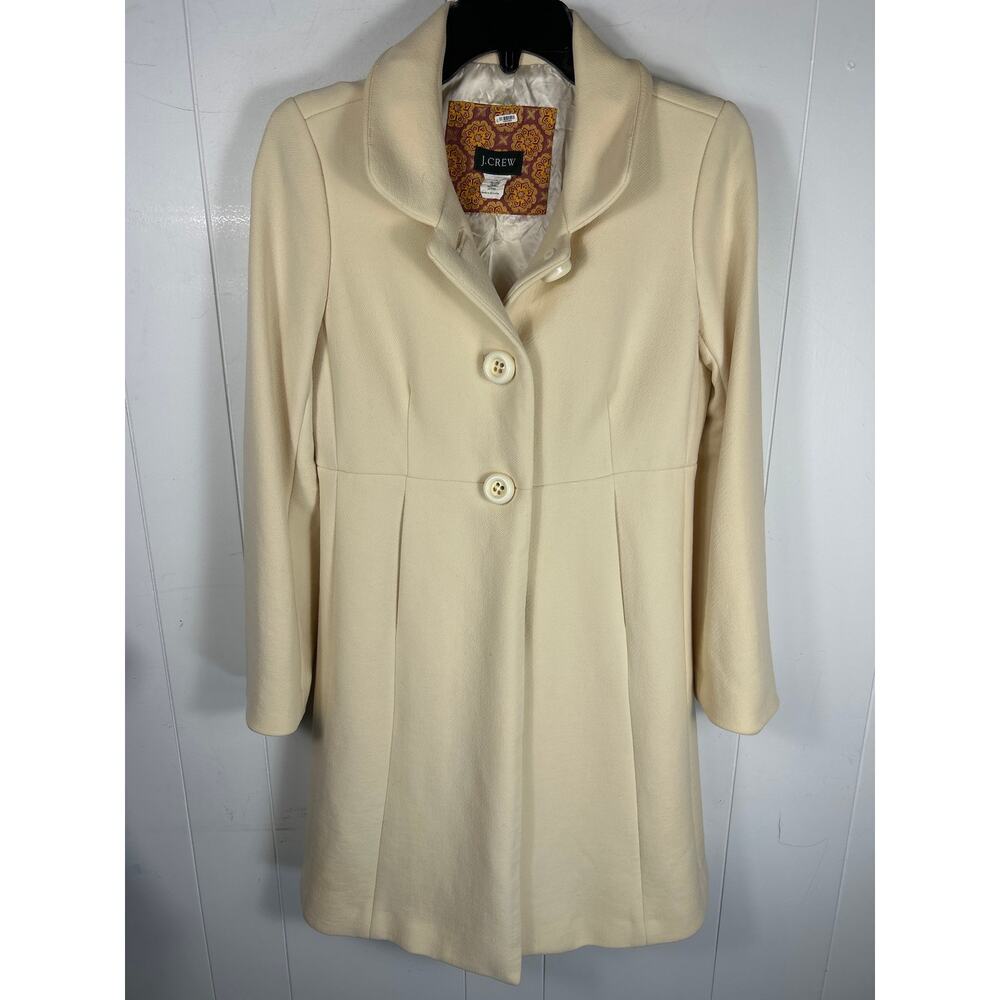 J.Crew Women's Cream Color Wool Blend Coat Single Breasted Classic Size 4 - Picture 7 of 7